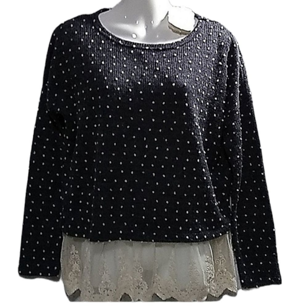 NEW Altar'd State blue sweater with lace M